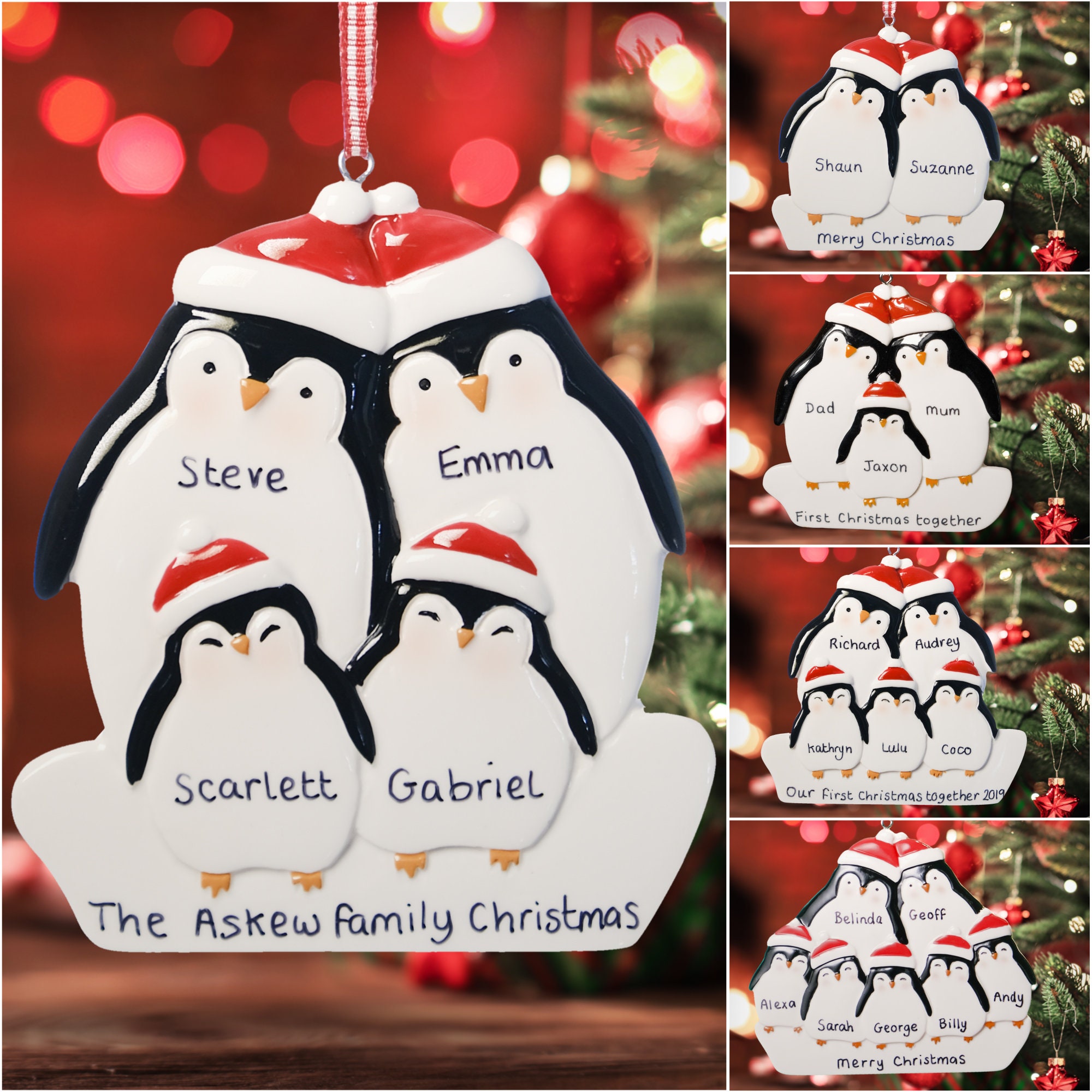 Penguin Family Personalised Christmas Tree Decoration Ornament - Etsy UK