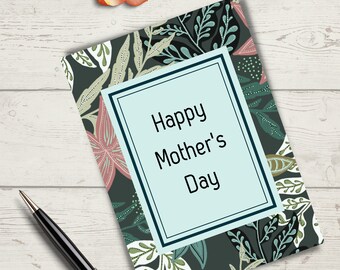 Tarjeta imprimible del Día de las Madres, Día de las Madres, Tarjeta Verde del Día de las Madres, Tarjeta del Día de las Madres de Plantas, Regalo del Día de las Madres, Tarjeta de Felicitación del Día de las Madres