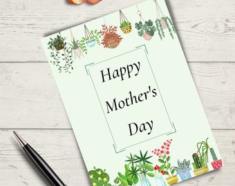 Tarjeta imprimible del Día de las Madres, Día de las Madres, Tarjeta del Día de las Madres de Plantas, Regalo del Día de las Madres, Tarjeta del Día de las Madres