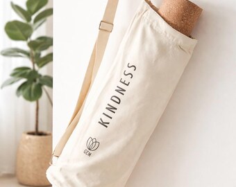 Yogamattentasche aus Bio-Baumwolle mit Reißverschlusstasche & verstellbarem Gurt - Spread Kindness Design