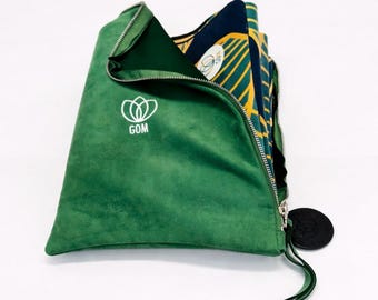 Travel yoga mat pouch, with zipper and carry handler | Soft suede microfibre