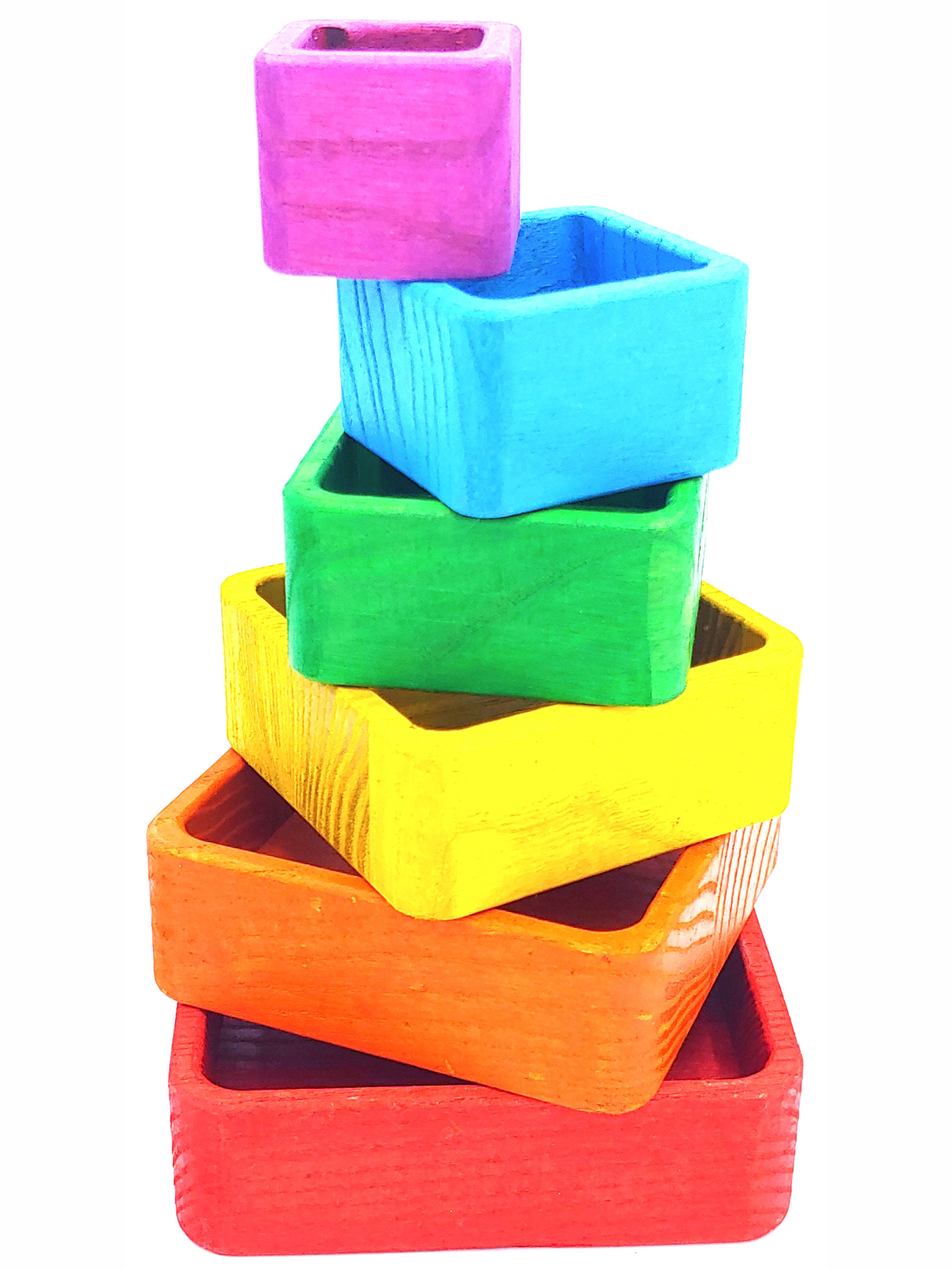 Wooden Nesting Bowls Wood Stacking Cups Pyramid Waldorf Etsy