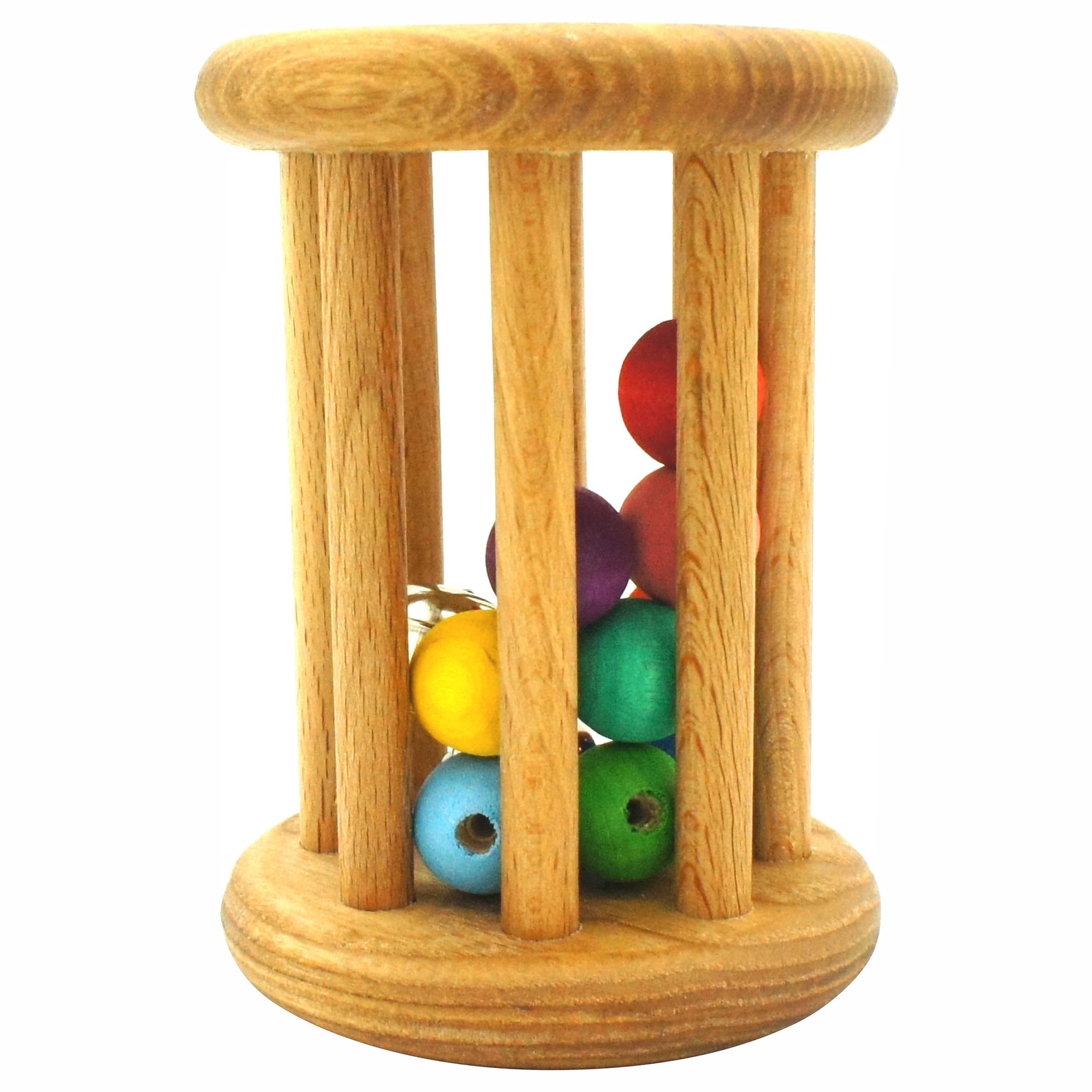 Rolling ball cylinder rattle teething toy natural toy Etsy