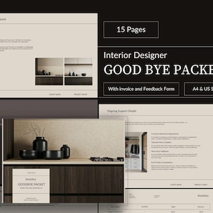 Innengestaltung Abschiedspaket | Inneneinrichtung Bauherrenübergabe | Feedback-Formular und Rechnung | Interior Design Vorlage |