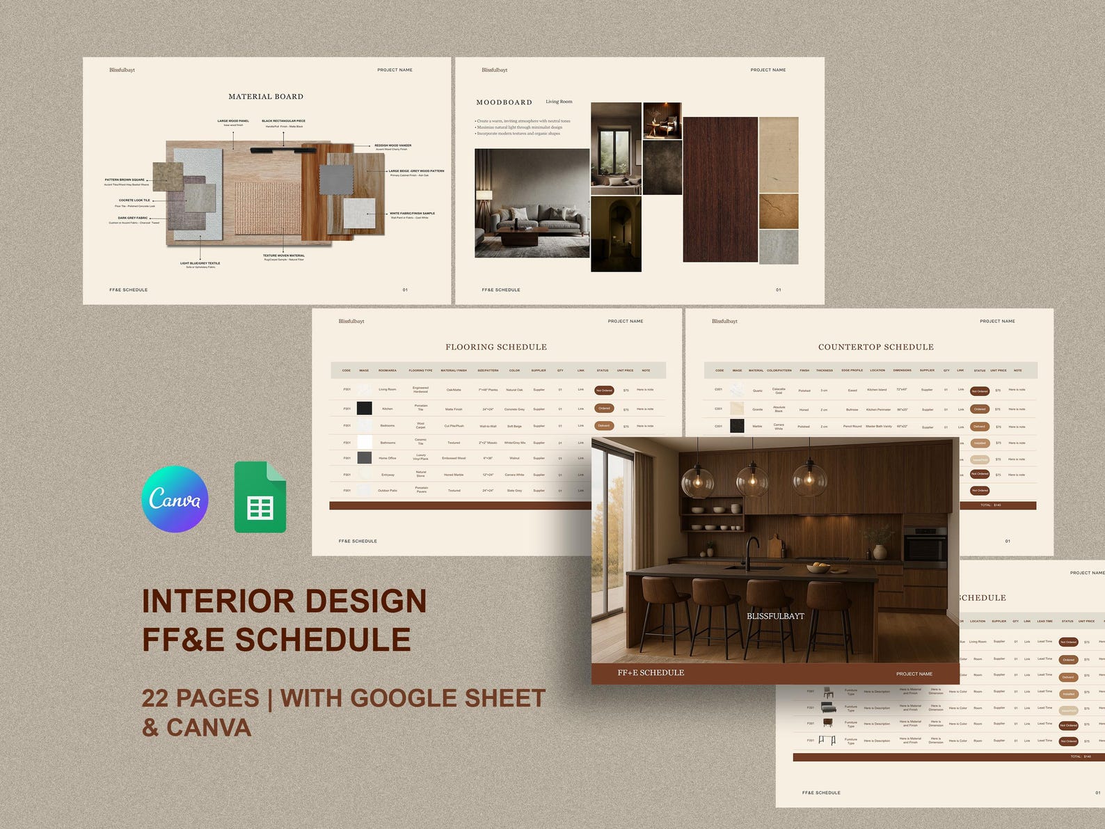 FF&E Schedule Template: Interior Design Project Toolkit (excel, Google ...