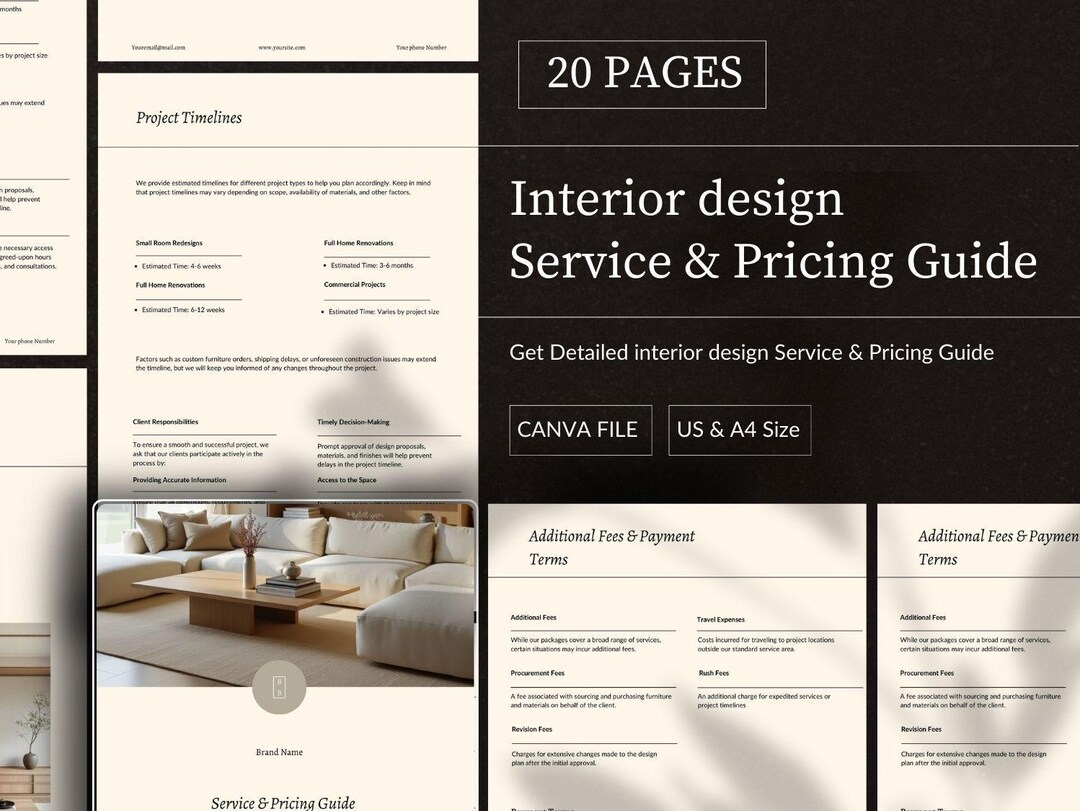 Interior Design Pricing Guide: Service & Fee Structure (canva File) - Etsy