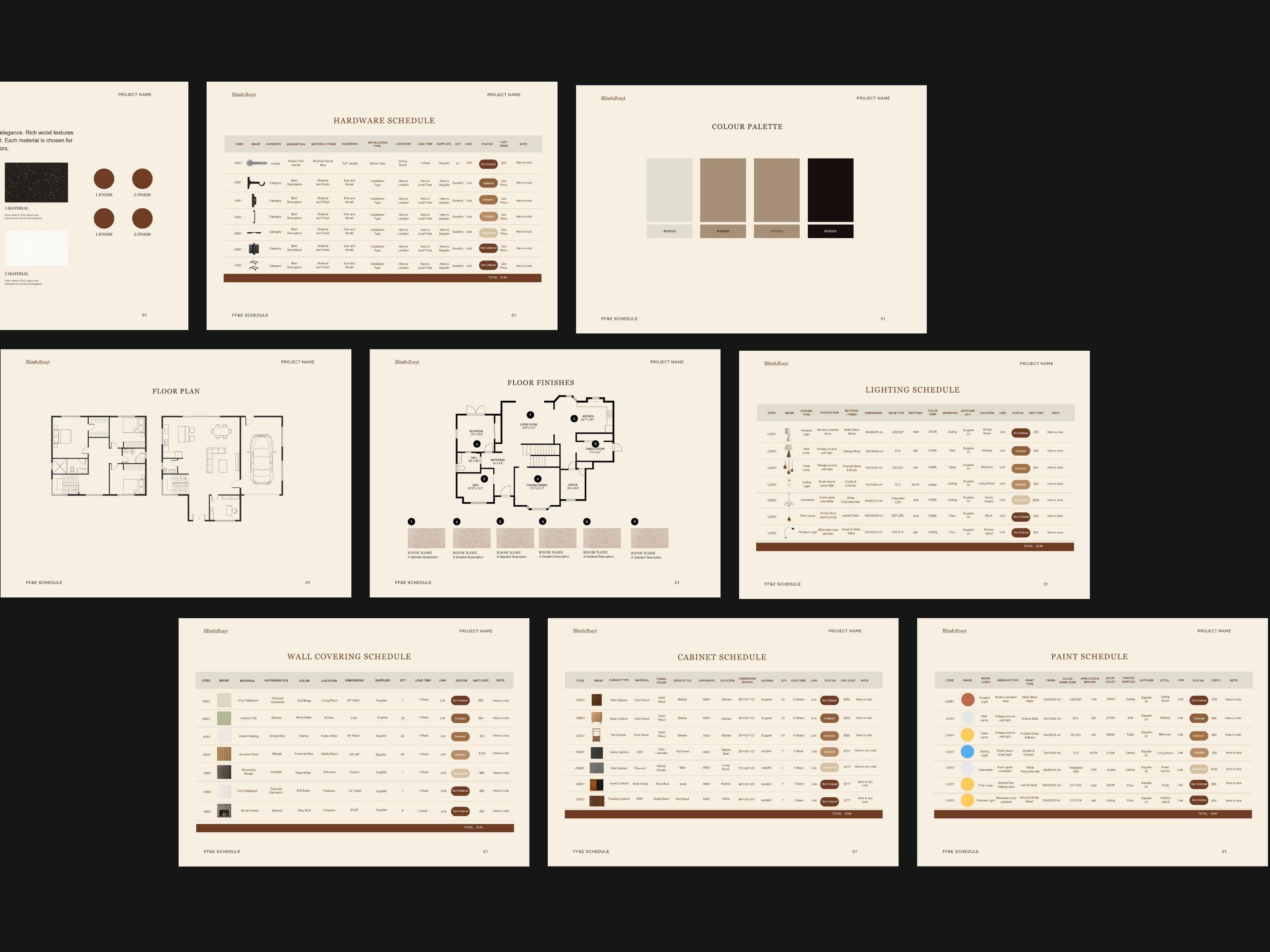 FF&E Schedule Template: Interior Design Project Toolkit (excel, Google ...