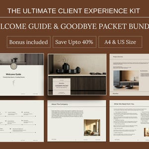 Interior Design Kunden Willkommens- und Verabschiedungspaket | Canva Templates für das On- & Offboarden | Prozessführer | Kunden Handoff Kit