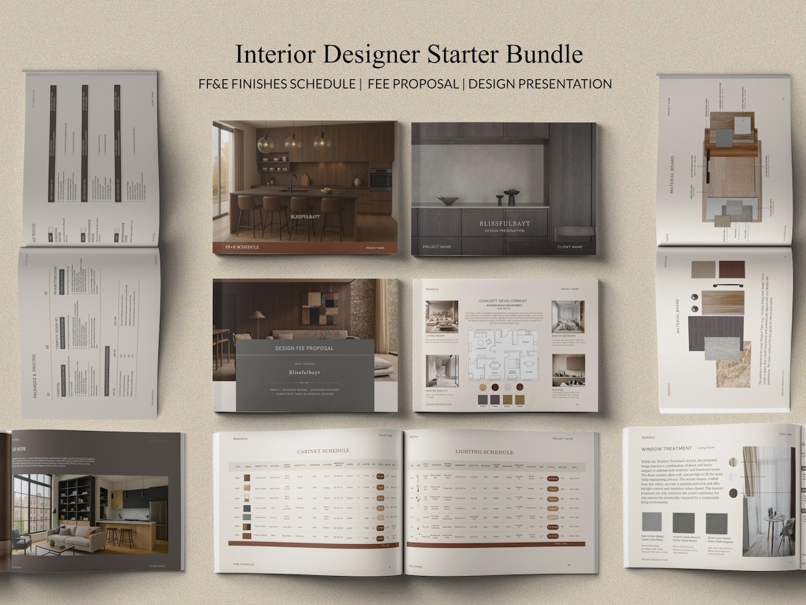 Interior Design Bundle: FF&E Schedule, Presentation, Proposal (digital ...