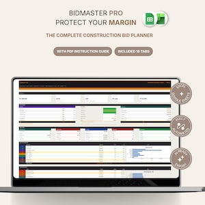 Construction Bid Template Excel | Google Sheets Estimator Spreadsheet (Digital Download)