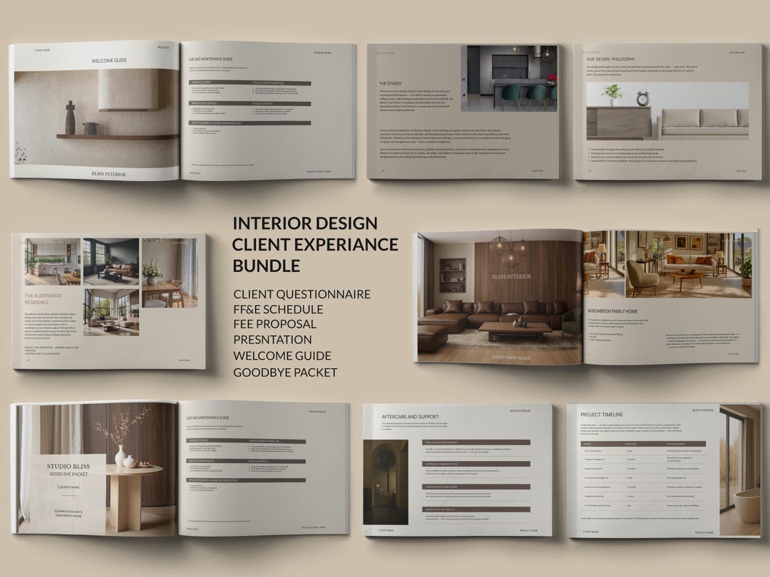 Interior Design Client Experience Bundle | Questionnaire, FF&E, Fee ...