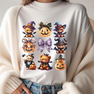 Cute Halloween Teddy Bear Sweatshirt | Adorable Witch Teddy Halloween Shirt | Spooky Pumpkin Bear Gift