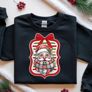 Patchwork kerstman sweater Leuke kerst ronde hals grappige vakantie trui gezellig kerstcadeau voor vrouwen mannen vrienden