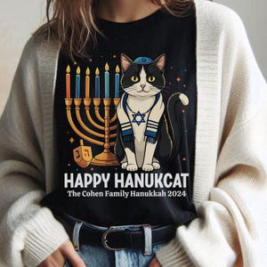 Personalized Hanukkah Cat sweatshirt- Cat Owners sweatshirt- Happy Hanukcat Shirt - Holiday Hanukkah Shirt - Jewish Cat Lover Gift - Cat Mom