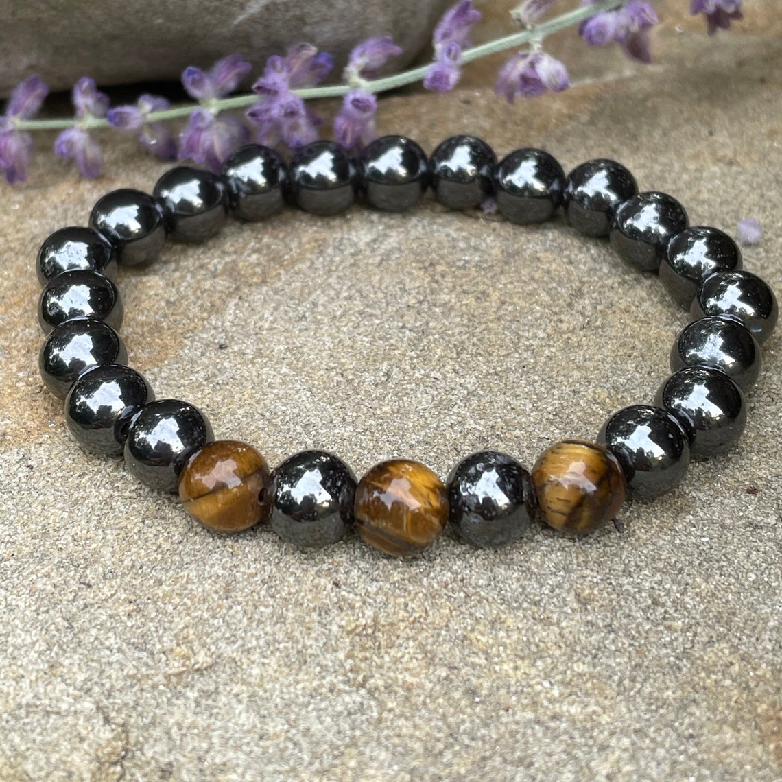Personalized Tiger's Eye Hematite Beaded Bracelet Healing Etsy