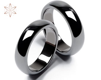 Hematite Rings 6mm Rounded Band Ring Hematite Ring Smooth Bands Magnetic Hematite Necklace Crystal Band Sizes 6 7 8 9 10 11 12