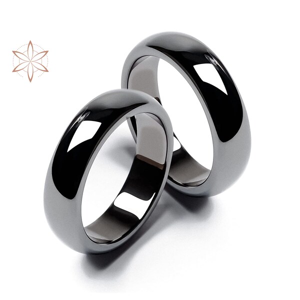 Hematite Rings 6mm Rounded Band Ring Hematite Ring Smooth Bands Magnetic Hematite Necklace Crystal Band Sizes 6 7 8 9 10 11 12