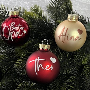 Personalized glass Christmas balls with name / personalized Christmas ball / 6 cm Christmas tree ball Santa Claus gift Christmas gift