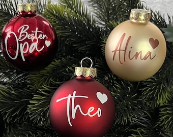 Personalized glass Christmas balls with name / personalized Christmas ball / 6 cm Christmas tree ball Santa Claus gift Christmas gift