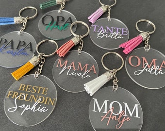 Schlüsselanhänger personalisiert mit Namen Mama Mom Papa Dad Oma Opa Grandma Grandpa Geschenk present birthday Tante Beste Freundin Best Fri
