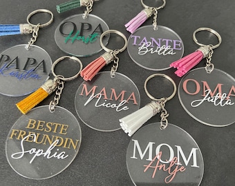 Keychain personalized with name Mama Mom Papa Dad Grandma Grandpa Grandma Grandpa Gift present birthday Aunt Best Friend Best Fri