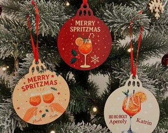 Aperol Weihnachtskugel personalisiert | Merry Spritzmas Baumkugel | Aperol Geschenk | Personalisiertes Weihnachtsgeschenk