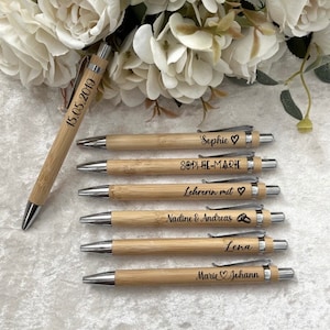 Wooden ballpoint pen personalized with name engraving, Advent calendar filling, wedding gift pen, bamboo, pen, teacher gift