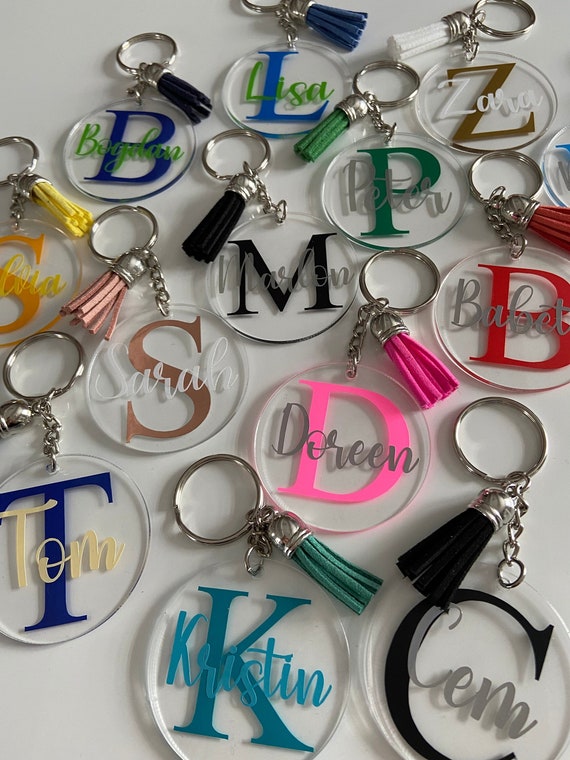 Keychain Personalized Acrylic Initial Letter and Name Initials