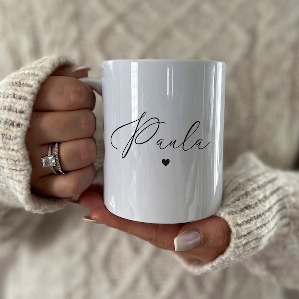 Personalized cup, name, coffee cup with name, name and heart cup, school enrollment gift, best friend gift, maid of honor cup