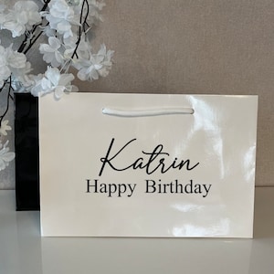 Geschenktüte Geschenktasche personalisiert mit Wunschnamen Happy Birthday Tüte Geschenkverpackung herzlichen Glückwunsch