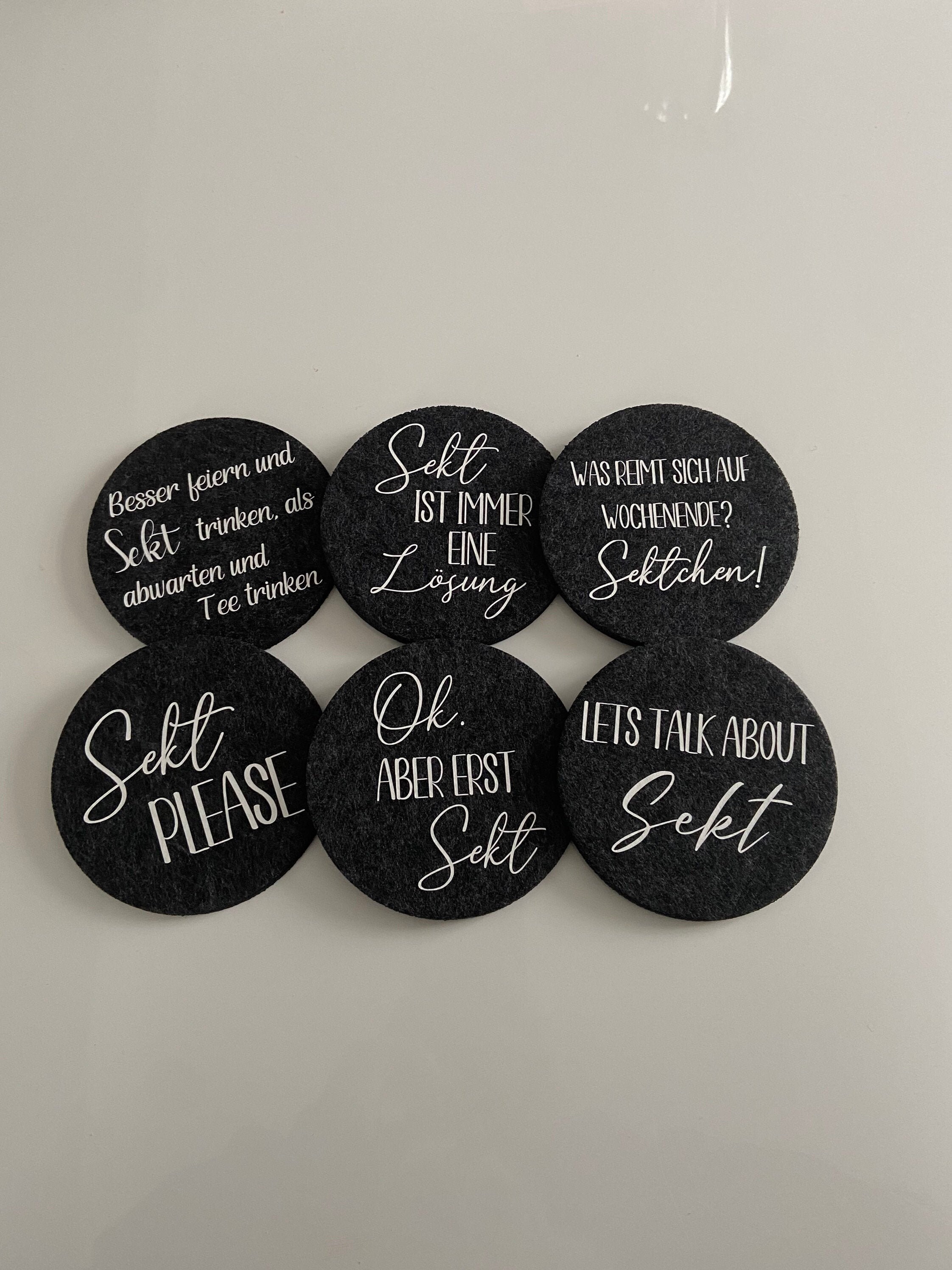 Sekt Untersetzer Filzuntersetzer personalisiert mit Sekt Etsy