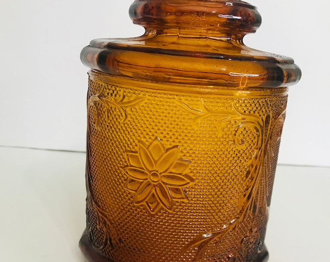 Indiana Glass Biscuit Jar, Amber Collection, Cookie Jar, Biscuit Barrel, Tiara Exclusive Amber Biscuit Jar