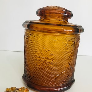 Vintage Amber Glass Biscuit Jar: Indiana Tiara Exclusive