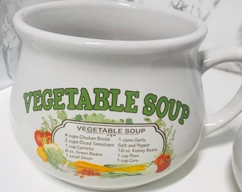 Vintage Soup Bowls with Recipe/ Handle/ Dat&#39;l Do It Vintage Country Soup Bowl