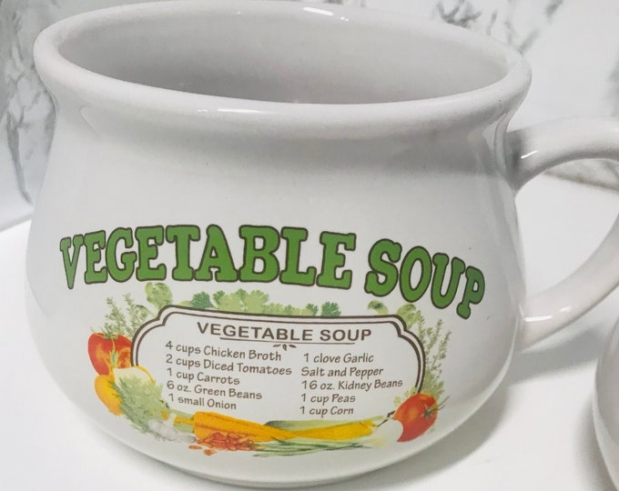 Vintage Soup Bowls with Recipe/ Handle/ Dat'l Do It Vintage Country Soup Bowl