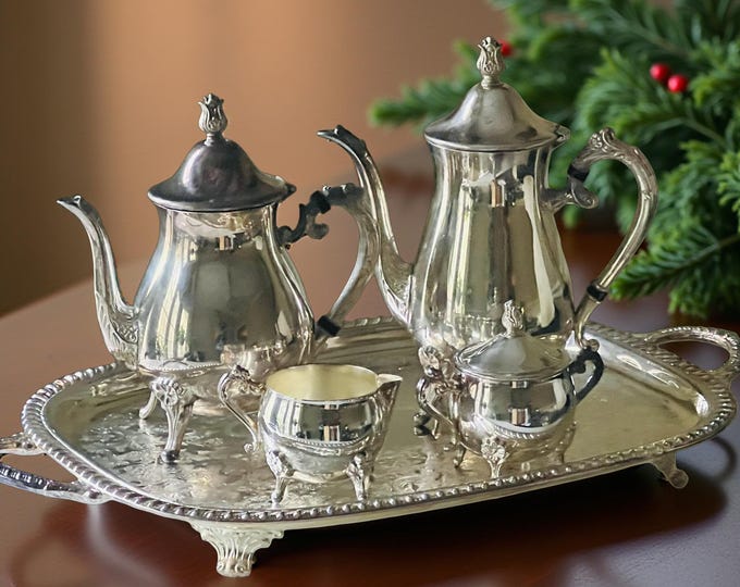 Butler Tea Set Leonard Mfg Silverplate Tea Coffee Set: Sitting on A Leonard Silver ...