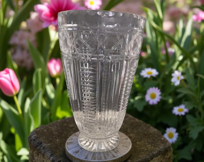 Royal Brierley Crystal Vase: Tall Flower Centerpiece, Made in England