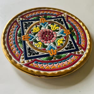 Vintage CEARCO Teller Hand Made in Spain 24k Gold Trim 7 ”Keramik
