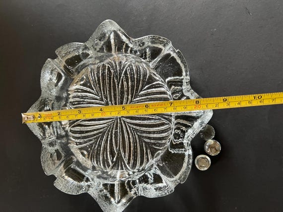 1960年代のブレンコアートガラス灰皿：スノーフレークアイスクリア