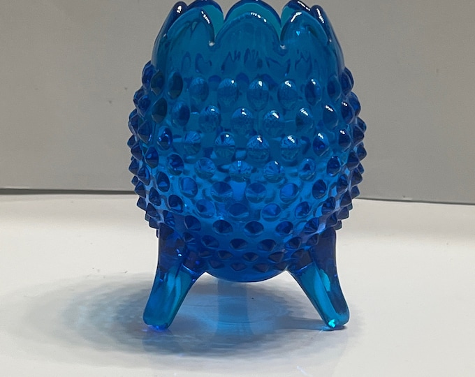 Fenton Hobnail Vase, Blue Three-Toed Vase