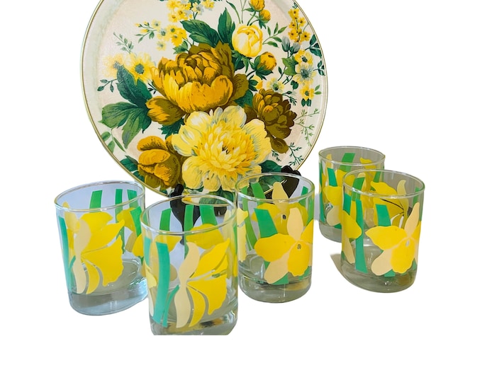 La Rue Daffodils On The Rock Tumblers, Cocktail Tumblers,  Barware, Giftware