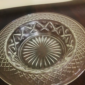 Vintage Imperial Glass Cape Cod Clear Bread Plate and Cereal Bowl