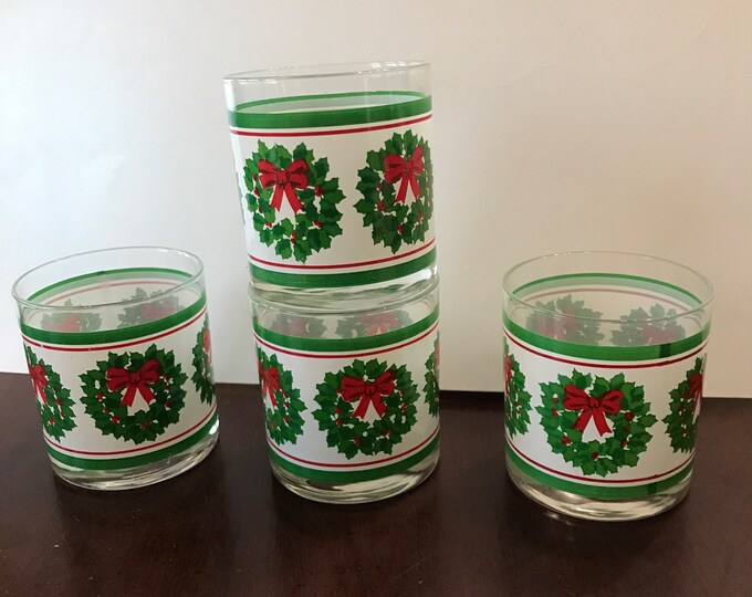 On The Rocks Glasses,  Holiday Tumblers, Cocktail Holiday Glasses,  Gift