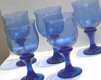 Clarion Mediterran Wasserkelch, Kobalt Blau Kelche von Libbey Glass Company, Geschenk für Mama