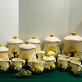 Arnels\u2019Mushroom Canister Set, Cream and Sugar Bowl, Salt and Pepper Shaker, Cups, and Cookie Jar