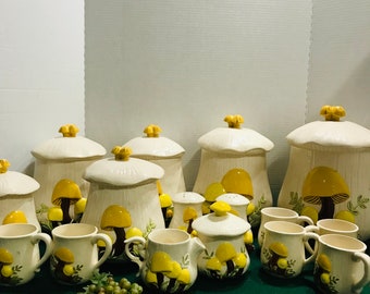 Vintage Arnels 'Pilz-Küchendosen-Set, Keksdose, Tassen