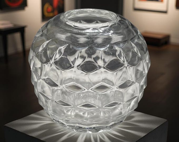 Fostoria American Cube Clear Rose Bowl Five Inches Tall