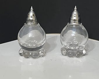 ヴィンテージのキャンドルウィックガラス製ソルト＆ペッパーシェーカー