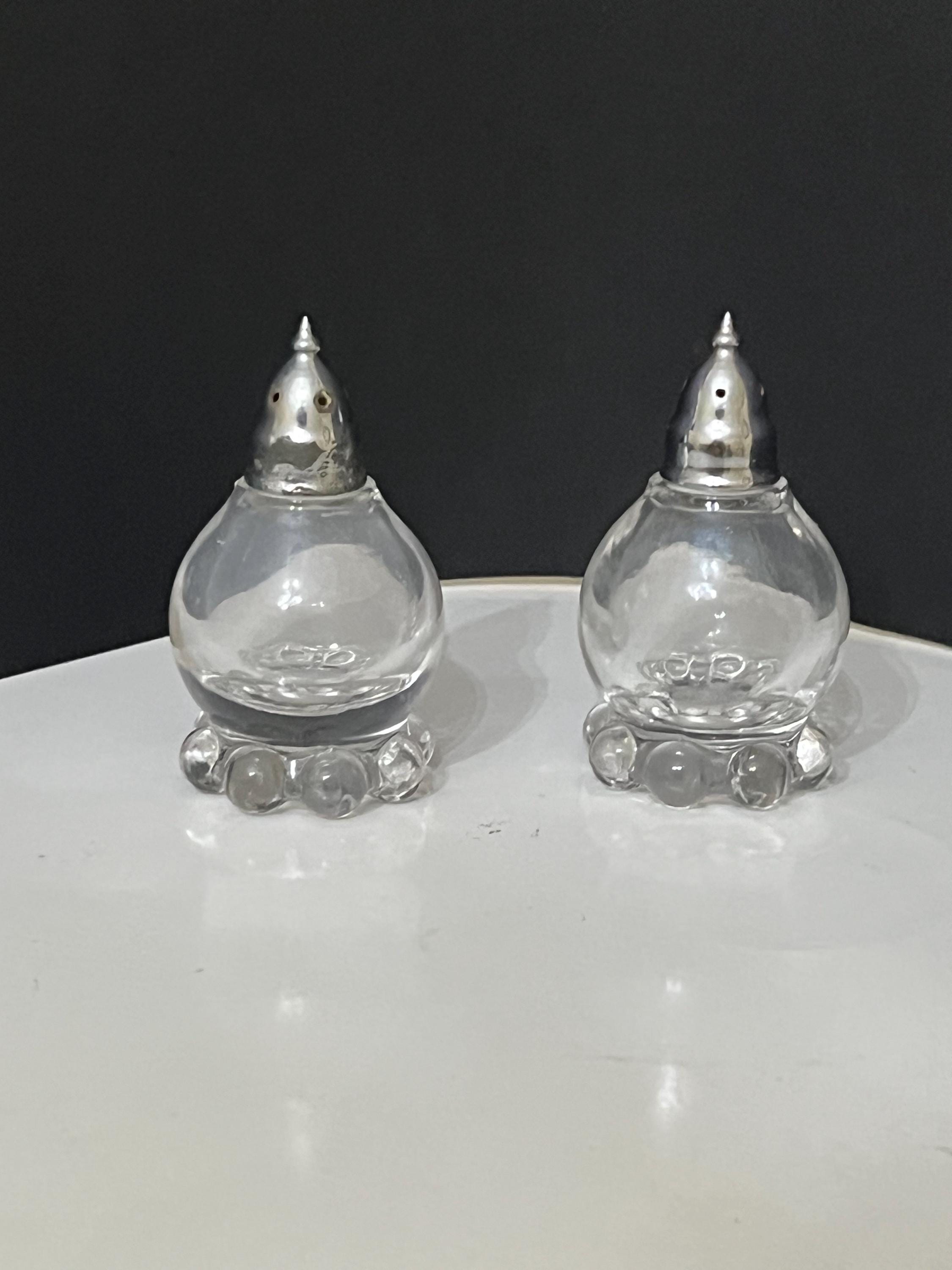 ヴィンテージのキャンドルウィックガラス製ソルト＆ペッパーシェーカー