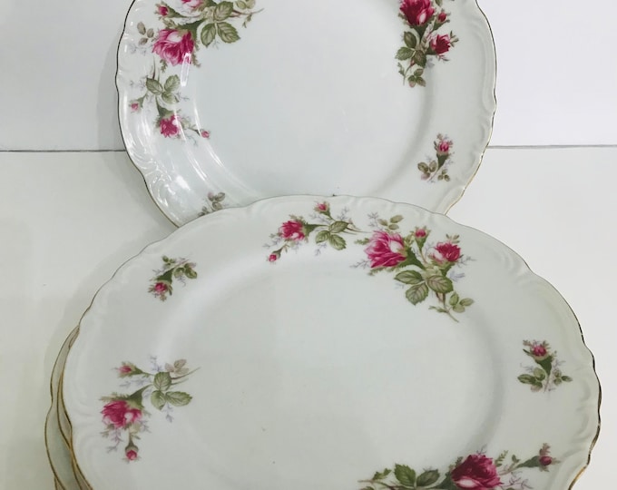 Vintage Thames and Ucagco Moss Rose Bread & Butter, Dinner Plates, Cups, and Saucers, Made in Japan